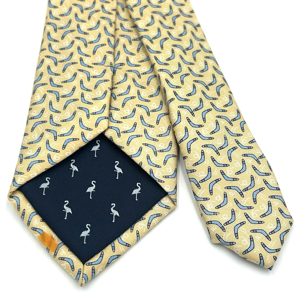 Tailor Byrd Skinny 100% Silk Men's‎ Neck Tie Yellow Blue Boomerangs 2.75W 60L